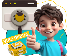 Тестирование & Vibe Debug. Охотники за багами - КИБЕРшкола программирования для детей, компьютерные курсы для школьников, начинающих и подростков - KIBERone г. Санкт-Петербург